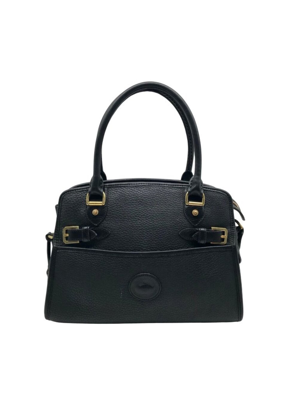 Dooney & Bourke Black Leather P212 Buckle Convertible Satchel Bag